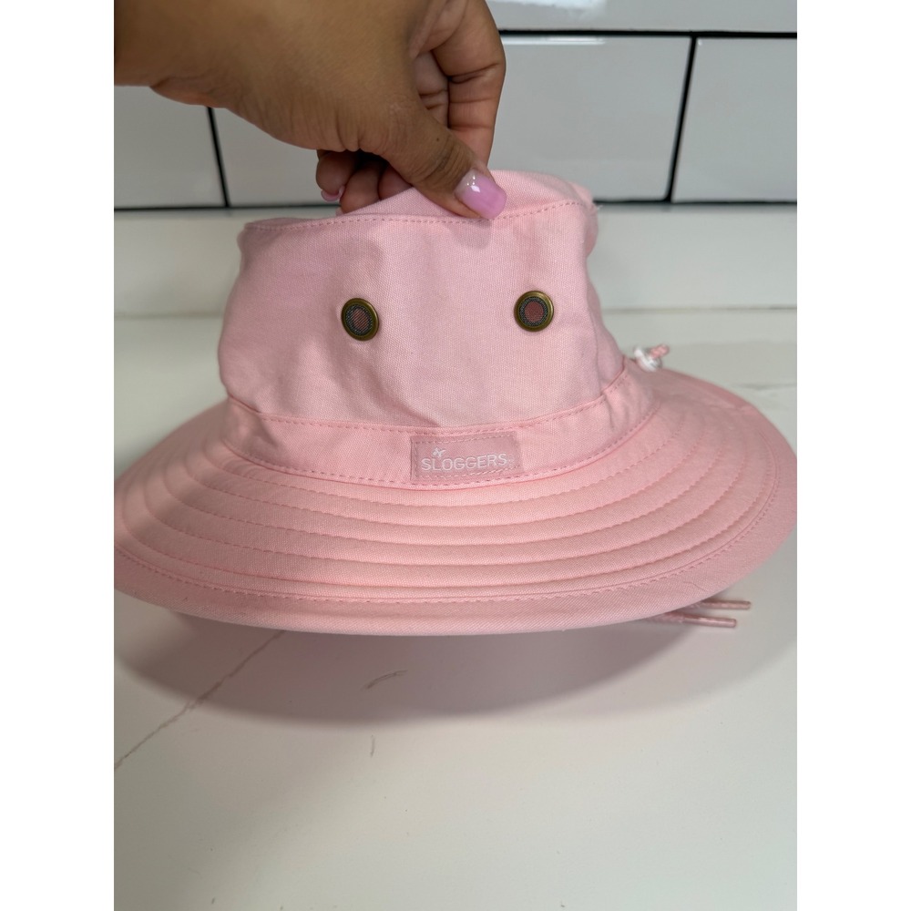 Sloggers Womens Pink Wide Brim Sun Hat Cotton Gardening Outdoor Chin Strap